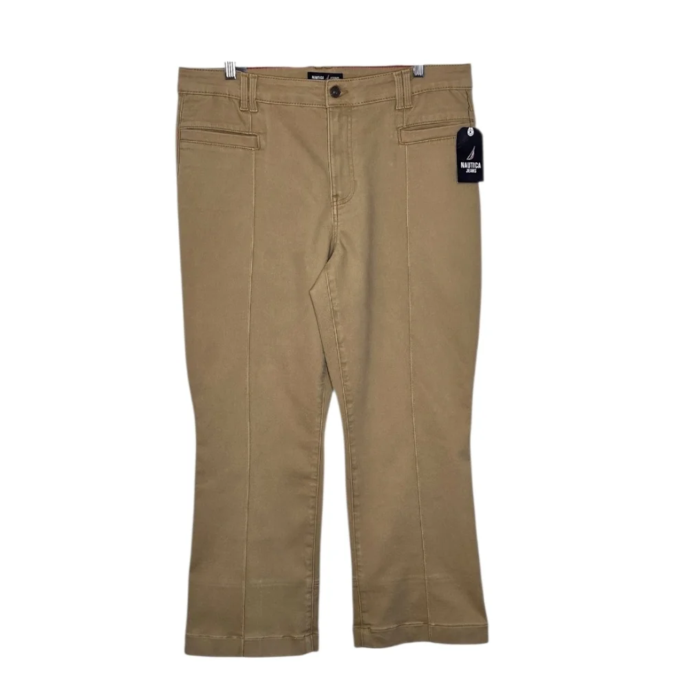 Nautica Tan Mid-Rise Demi Bootcut Sateen Pant Size 14 - Picture 2 of 9